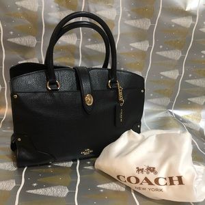 Coach Mercer 30 Black Pebbled Leather Satchel Bag